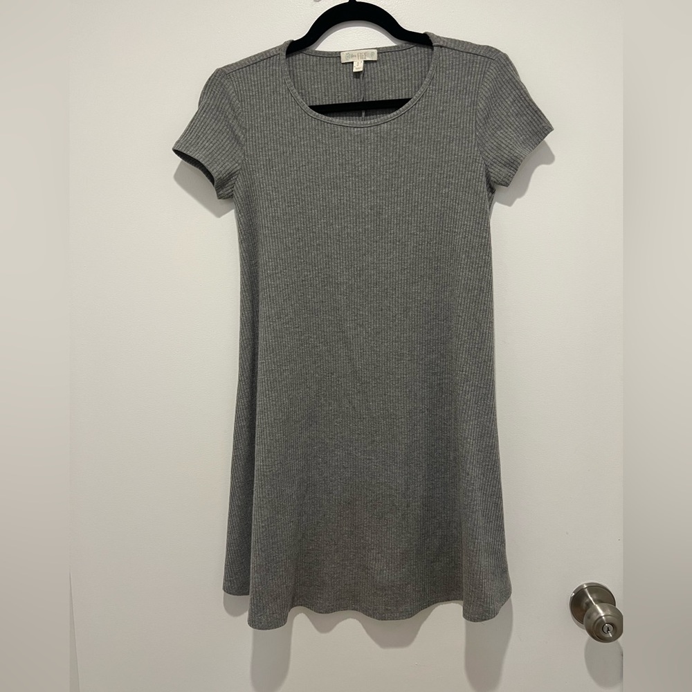 Grey rib t-shirt dress